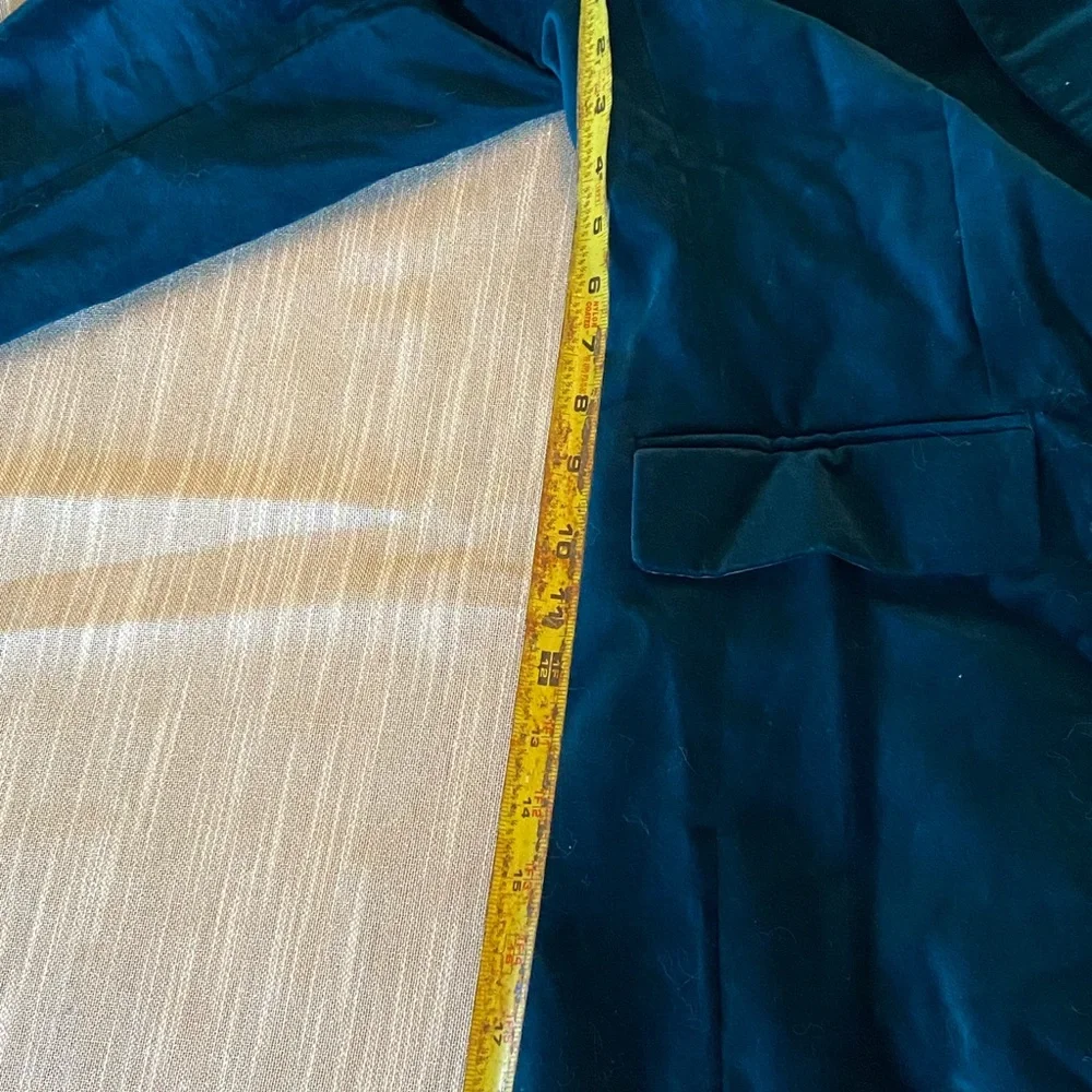 LOFT Teal Velvet Blazer Size 14 NWOT - Picture 4 of 8